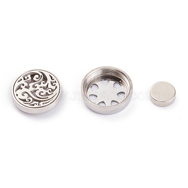 304 Stainless Steel Magnetic Diffuser Locket Aromatherapy Essential Oil Buckle(AJEW-M027-12P)-2