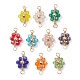 10Pcs 10 Colors Electroplated Faceted Glass Copper Wire Wrapped Connector Charms(PALLOY-JF02594-02)-1