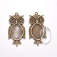 Vintage Adjustable Iron Owl Finger Ring Settings and Alloy Cabochon Bezel Settings(FIND-X0010-04AB)-3