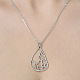 201 Stainless Steel Hollow Teardrop with Flower Pendant Necklace(NJEW-OY002-07)-1