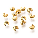 304 Stainless Steel Crimp Beads Covers, Real 18K Gold Plated, 4x3.5x2.5mm(X-STAS-P239-34G-03)