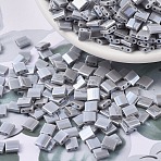 MIYUKI TILA Beads, Japanese Seed Beads, 2-Hole, (TL443) Opaque Gray Luster, 5x5x1.9mm, Hole: 0.8mm, about 5900pcs/500g(SEED-MY05-TL443)