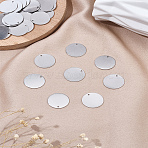 30Pcs 304 Stainless Steel Pendants, Stamping Blank Tag Pendants, Flat Round, Stainless Steel Color, 23x1mm, Hole: 1.5mm(STAS-LP0002-87)