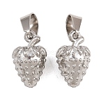 304 Stainless Steel Pendants, Strawberry Charm, Stainless Steel Color, 19x10x8mm, Hole: 8.6x4.7mm(STAS-B167-24P)