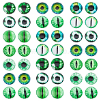 50Pcs Glass Cabochons, Half Round with Eye, Light Green, 25x7mm(GGLA-DC0001-05B)