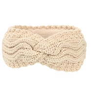 Polyacrylonitrile Fiber Yarn Warmer Headbands with Velvet, Soft Stretch Thick Cable Knit Head Wrap for Women, Blanched Almond, 245x100mm(COHT-PW0001-24E)