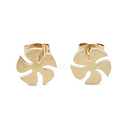 Vacuum Plating 304 Stainless Steel Stud Earrings for Women, Windmill, Golden, 9.5x9.5mm(EJEW-A048-23G)