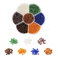 7 Colors Glass Round Seed Beads, Silver Lined Round Hole Beads, Small Craft Beads, for DIY Jewelry Making, Mixed Color, 8/0, 3mm, Hole: 1mm, about 200pcs/color, 1400pcs/box(SEED-YW0001-24B-02)