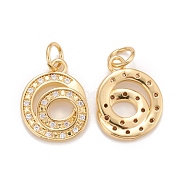 Rack Plating Eco-friendly Brass Micro Pave Clear Cubic Zirconia Charms, Long-Lasting Plated, Real 18K Gold Plated, Cadmium Free & Nickel Free & Lead Free, Letter.G, 15x11.5x2.5mm, Hole: 3.5mm(KK-D072-01G-G-NR)