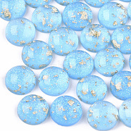 Resin Cabochons, with Glitter Powder and Gold Foil, Half Round, Light Sky Blue, 12x5.5mm(CRES-T012-07C)