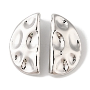 Brass Stud Earrings for Women, Lead Free & Cadmium Free, Half Round, Platinum, 39x20.5mm(EJEW-Q389-07A-P)