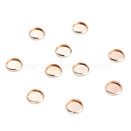 304 Stainless Steel Cabochon Settings, Plain Edge Bezel Cups, Flat Round, Rose Gold, 8x1mm Tray: 6mm(STAS-Y001-12A-RG)