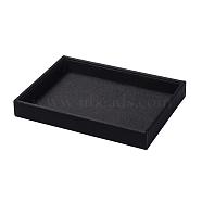 Wood Bracelet Displays, Cover with Cloth, Rectangle, Black, 24x17x3cm(ODIS-G012-01)