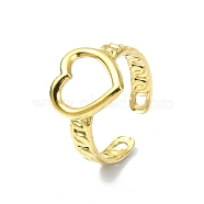 Ion Plating(IP) 304 Stainless Steel Open Cuff Ring, Hollow Heart, Real 18K Gold Plated, Inner Diameter: 18mm(RJEW-L109-021G)