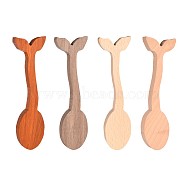 4 Colors Unfinished Wood Carving Spoon, for Wood Craft Supplies, Whale Tail Shape, Mixed Color, 169x47x20mm, 4pcs/set(DIY-E026-01)