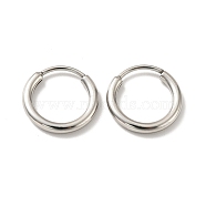 201 Stainless Steel Huggie Hoop Earrings, with 304 Stainless Steel Pins, Stainless Steel Color, 12 Gauge, 14x2mm, Pin: 0.8mm(STAS-H164-04P)