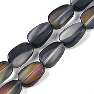 Electroplate Glass Beads Strands, Frosted, Oval, Black, 14x9x4.5mm, Hole: 1mm, about 50pcs/strand, 27.17 inch(69cm)(EGLA-C009-01B-HP02)