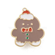 Christmas Theme Cartoon Alloy Brooches, Enamel Pins, Gingerbread Man, 28.5x24mm(JEWB-A025-01D)