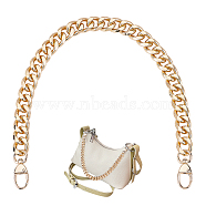Aluminum Curban Chain Bag Handles, with Alloy Swivel Clasps, for Bag Replacement Accessories, Golden, 50cm(FIND-WH0127-14D-G)