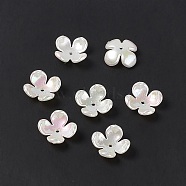 Opaque Acrylic Bead Caps, AB Color, 4-Petal Flower, White, 16.5x5.5mm, Hole: 1.6mm(OACR-E004-34)