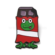 Frog Enamel Pin, Black Alloy Brooch for Backpack Clothes, Rectangle, 42.5x23.5x1mm(JEWB-P025-A06)