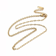 Ion Plating(IP) 304 Stainless Steel Cable Chain Necklace for Women, Real 14K Gold Plated, 15.35 inch(39cm)(NJEW-E081-06G)