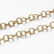 Ion Plating(IP) 304 Stainless Steel Rolo Chains, Belcher Chain, Unwelded, Golden, 5x0.8mm(STAS-F094-21)
