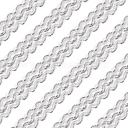Polyester Braided Lace Ribbons, DIY Crafts, for Curtain, Clothing, Sofa Decoration, Wave Pattern, Silver, 5/8 inch(15mm), about 12.58 Yards(11.5m)/Roll(OCOR-WH0060-73B)