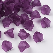 Frosted Acrylic Bead Caps, Flower, Dark Orchid, 12x12x9mm, Hole: 1.2mm, about 1700pcs/500g(MACR-S371-10A-743)