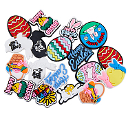 SUPERFINDINGS 56Pcs 14 Style Easter Theme PVC Plastic Cabochons, Rabbit & Basket & Egg, Mixed Patterns, 21~31x17~30x3~4.5mm, 4pcs/style(KY-FH0001-21)