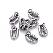 304 Stainless Steel Charms, with Jump Ring, Cowrie Shell, Stainless Steel Color, 11.5x7.7x3mm, Hole: 3.5mm(STAS-L218-18P)