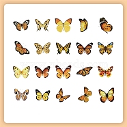 40Pcs 20 Styles Waterproof PET Butterfly Sticker Labels, Self-adhesion, for Suitcase, Skateboard, Refrigerator, Helmet, Mobile Phone Shell, Goldenrod, 60~90mm, 2pcs/style(PW-WG83746-14)