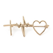 Alloy Brooch Pin for Clothes Backpack, Heartbeat, Golden, 27.5x59.5x10mm(JEWB-Q030-28G)