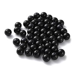 Plastic Imitation Pearl Beads, Round, Black, 8x7.5mm, Hole: 1.2mm(FIND-M059-01C-06)