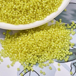 MIYUKI Delica Beads, Cylinder, Japanese Seed Beads, 11/0, (DB1776) White Lined Yellow AB, 1.3x1.6mm, Hole: 0.8mm, about 2000pcs/10g(X-SEED-J020-DB1776)