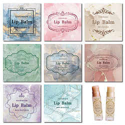 80Pcs 8 Styles Custom Lip Balm DIY Label Sticker, Coated Paper Paster, Self-Adhesive Stickers, Square, Square Pattern, 5x5cm, 10pcs/style(DIY-CP0007-95R)