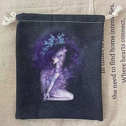 Tarot Card Storage Bag, Cloth Tarot Drawstring Bags, Rectangle with Woman Pattern, Prussian Blue, 18x13cm(WICR-PW0001-08-09)