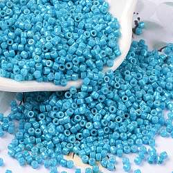 Cylinder Seed Beads, Opaque Colours Luster, Uniform Size, Dark Cyan, 2x1.5mm, Hole: 0.8mm, about 40000pcs/bag, about 450g/bag(SEED-H001-H10)