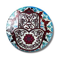 Opaque Acrylic Pendants, Flat Round with Hamsa Hand, FireBrick, 42.5x2mm, Hole: 1.5mm(SACR-P029-A04)