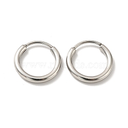 Tarnish Resistant 201 Stainless Steel Huggie Hoop Earrings, with 304 Stainless Steel Pins, Stainless Steel Color, 12 Gauge, 14x2mm, Pin: 0.8mm(STAS-H164-04P)