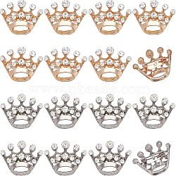 CHGCRAFT 16pcs 2 Colors Crystal Rhinestone Crown Brooches, Alloy Rhinestone Lapel Pins for Backpack Clothes, Platinum & Light Gold, 21x25.5x9mm, 8pcs/color(JEWB-CA0001-10)