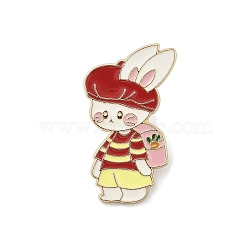 Animal Theme Enamel Pins, Alloy Brooches for Backpack Clothes, Rabbit, 36.5x22.5mm(JEWB-H029-02F-G)