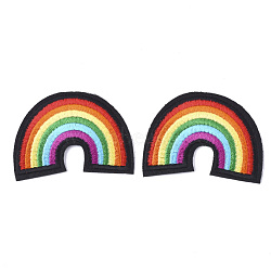 Computerized Embroidery Cloth Iron On Patches, Costume Accessories, Appliques, Rainbow, Colorful, 44x61x2mm(X-FIND-T030-124)