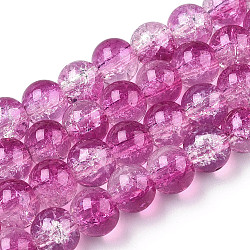 Transparent Crackle Baking Painted Glass Beads Strands, Imitation Opalite, Round, Medium Orchid, 6x5mm, Hole: 1.2mm, about 147pcs/strand, 31.10 inch(79cm)(DGLA-T003-01B-09)