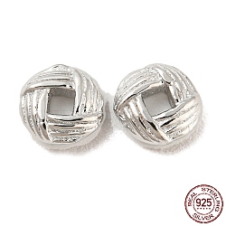 Rhodium Plated 925 Sterling Silverr Beads, Textured Flat Round, Real Platinum Plated, 5x5x2mm, Hole: 1.4mm(STER-Q190-10P)