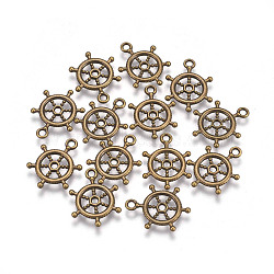 Tibetan Style Alloy Helm Pendants, Cadmium Free & Nickel Free & Lead Free, Antique Bronze, 20x15x1.5mm, Hole: 2mm(TIBEP-S257-AB-FF)