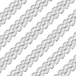 Polyester Braided Lace Ribbons, DIY Crafts, for Curtain, Clothing, Sofa Decoration, Wave Pattern, Silver, 5/8 inch(15mm), about 12.58 Yards(11.5m)/Roll(OCOR-WH0060-73B)