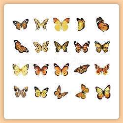 40Pcs 20 Styles Waterproof PET Butterfly Sticker Labels, Self-adhesion, for Suitcase, Skateboard, Refrigerator, Helmet, Mobile Phone Shell, Goldenrod, 60~90mm, 2pcs/style(PW-WG83746-14)