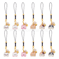 12Pcs 6 Styles Alloy Enmal Pendant Decorations, Mixed Color, 105mm, 2pcs/style(HJEW-GO00017)