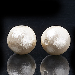 Compressed Cotton Pearl Beads, Eco-Friendly, Dyed, Round, Floral White, 16~16.5mm, Hole: 1.5mm(WOVE-S114-16mm-12)